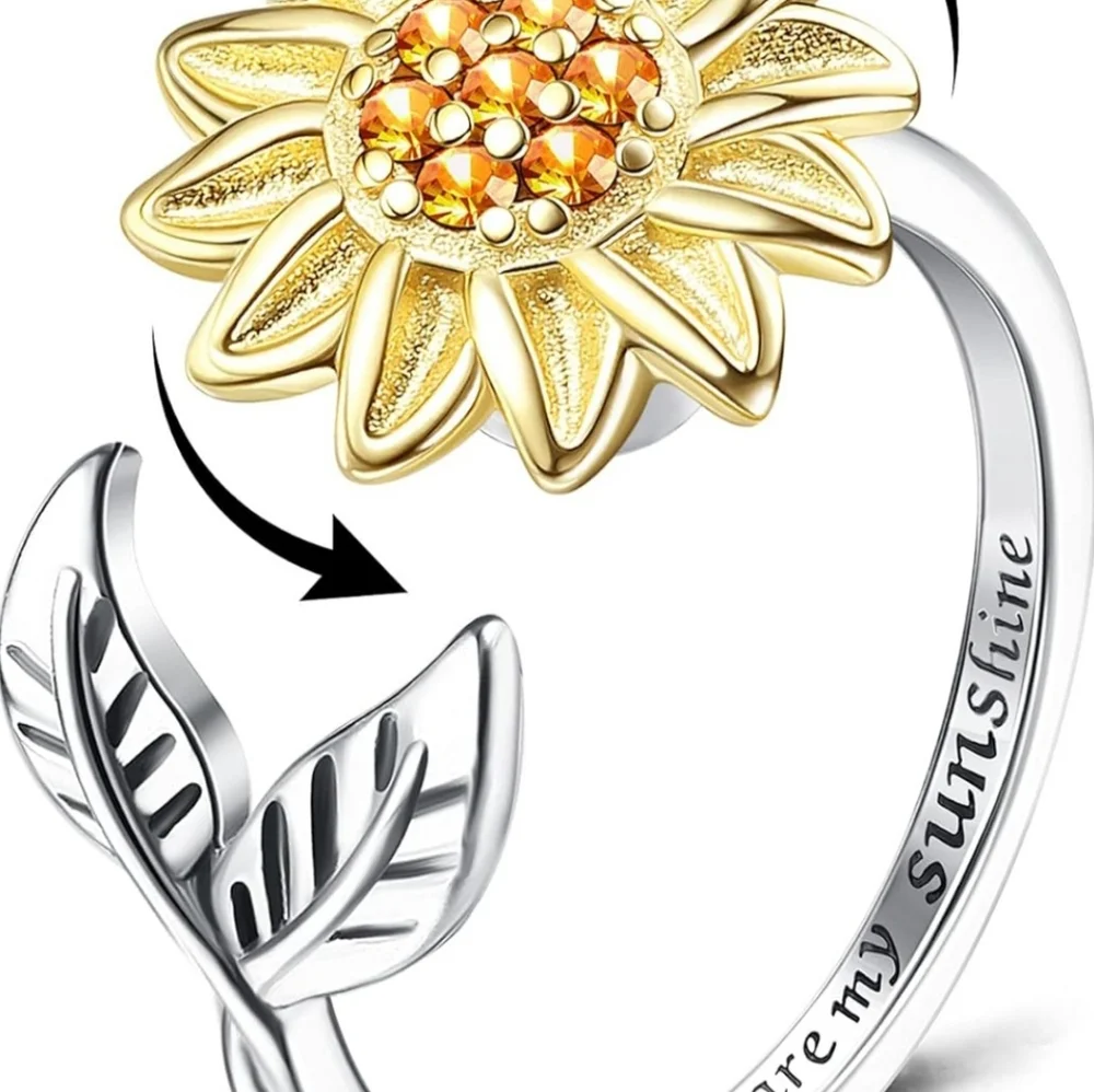 Sunflower fidget ring size 5 - Picture 2 of 4